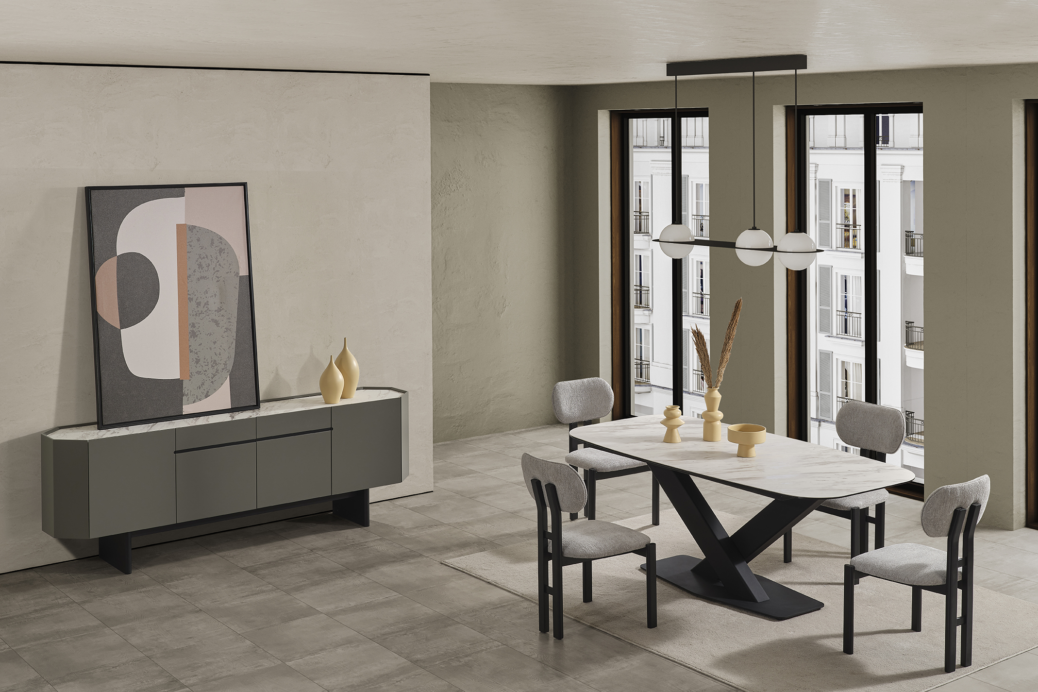 Slope Baskılı Yemek Odası Takımı — 4