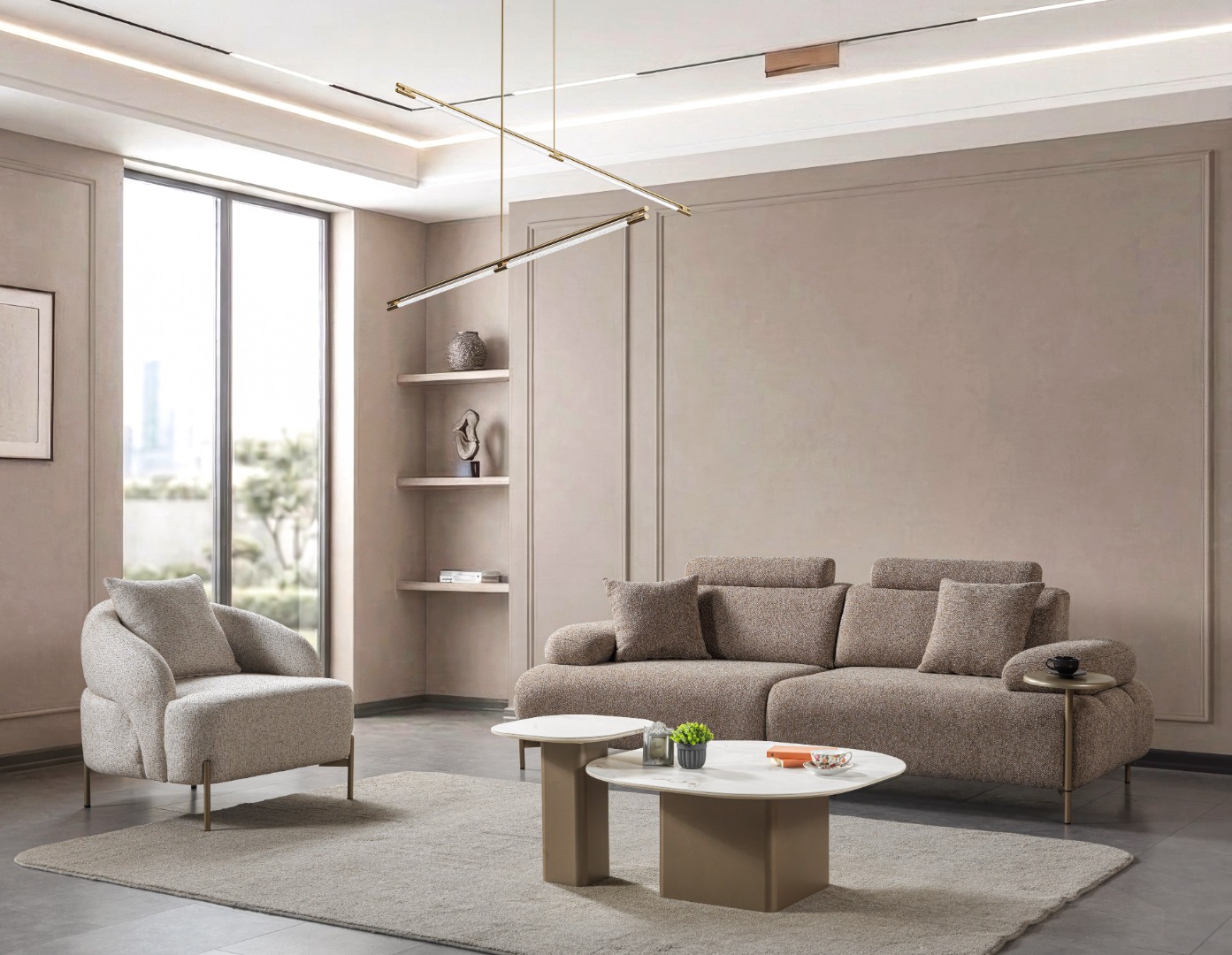 Linen Sofa Set — 14