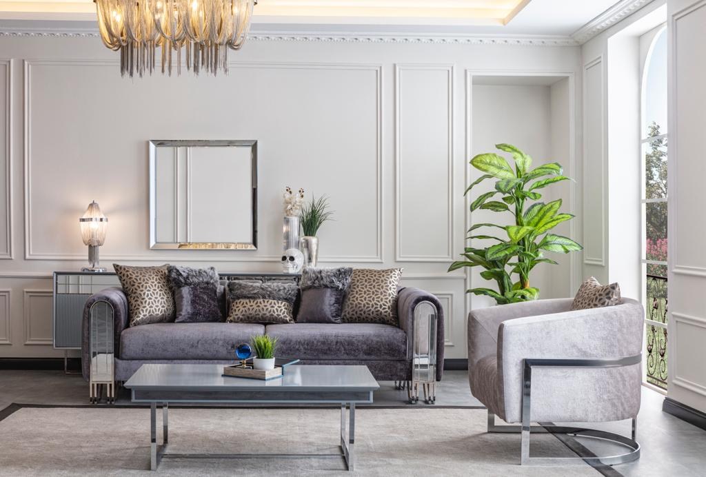 Solo Gümüş Sofa Set — 3