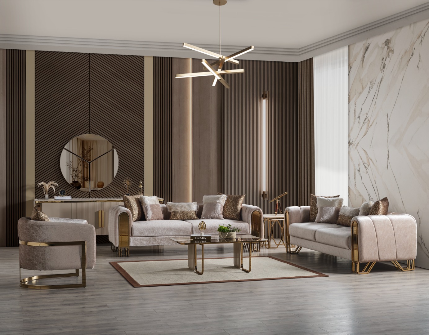 Solo Gold Sofa Set