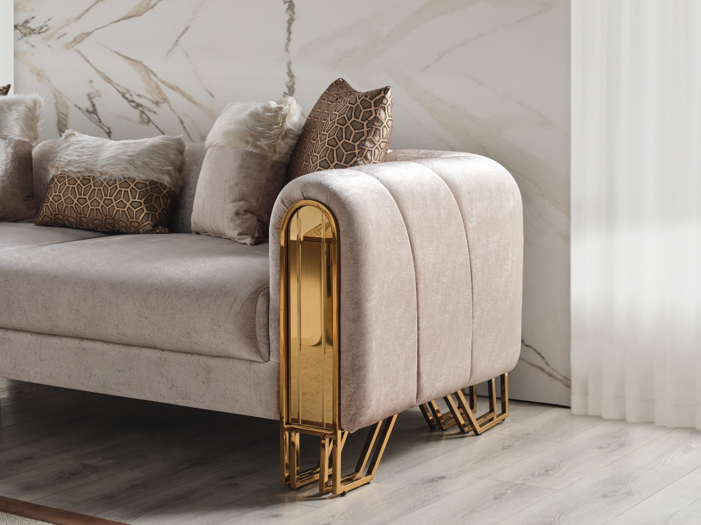 Solo Gold Sofa Set — 3