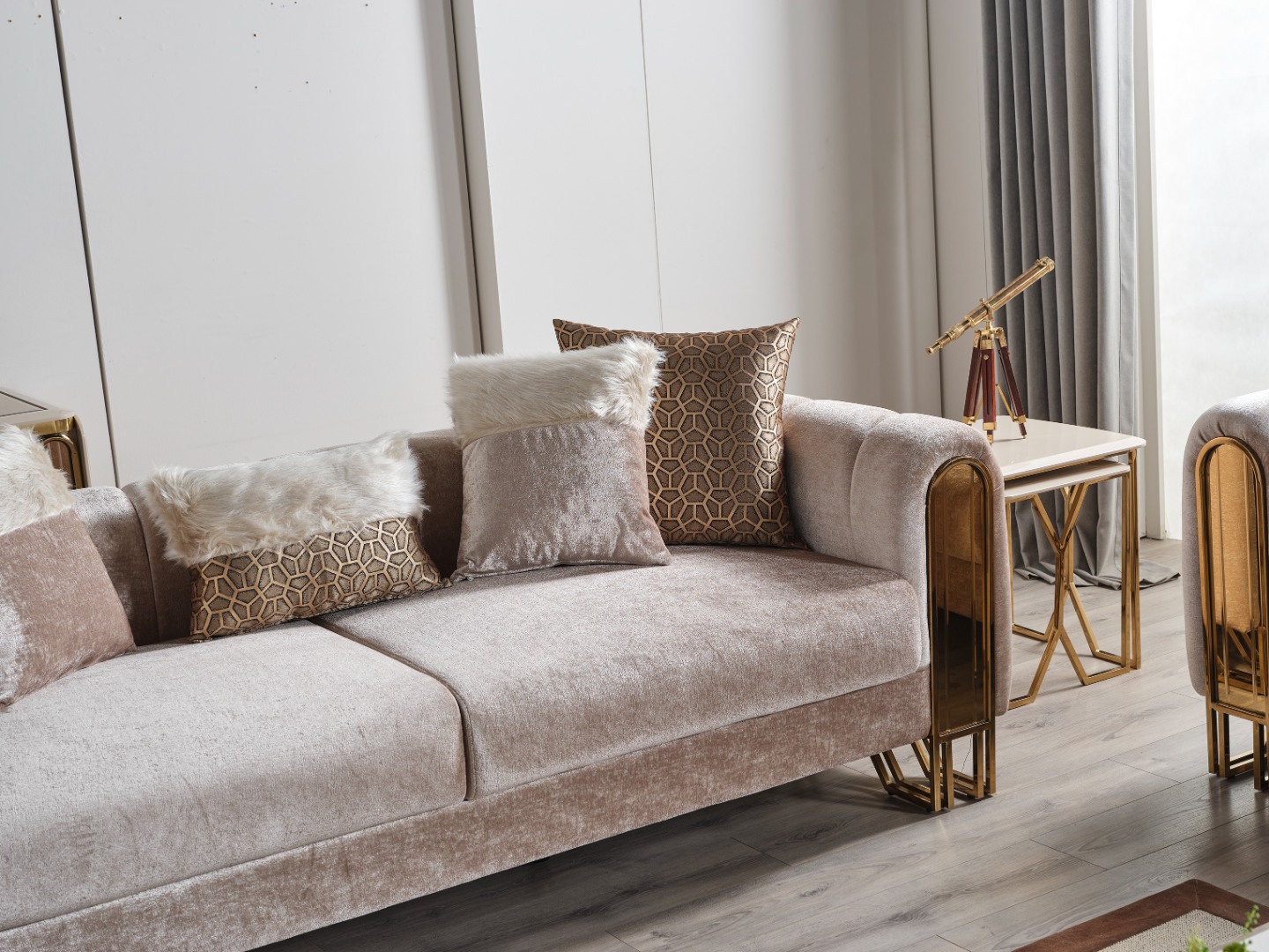 Solo Gold Sofa Set — 4