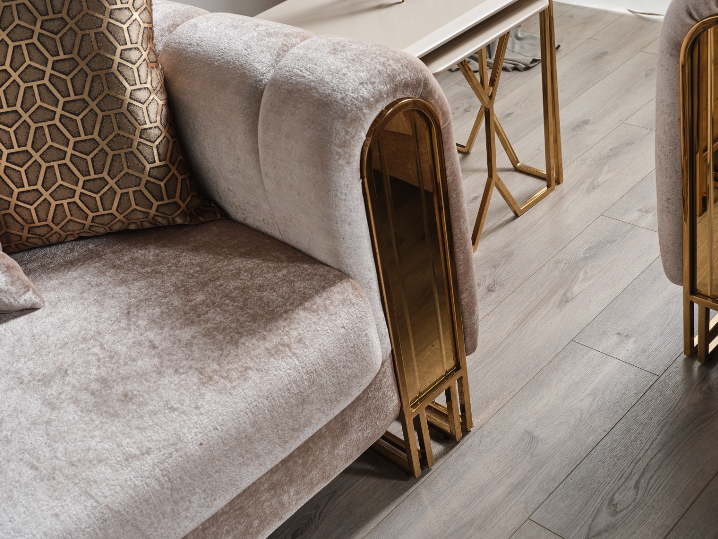 Solo Gold Sofa Set — 5
